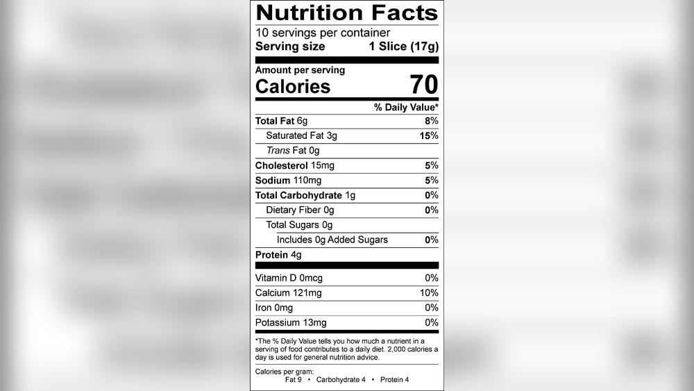 Cheddar Cheese Slices Nutrition Facts
